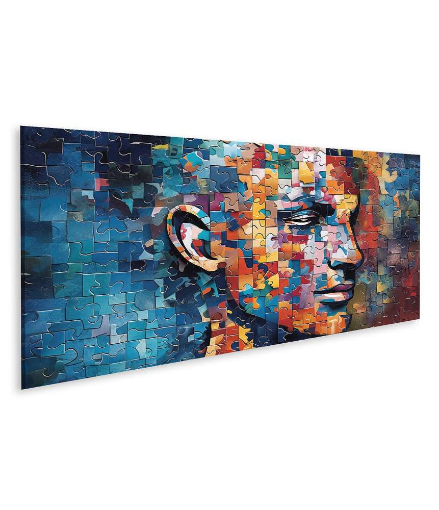 Islandburner Bild auf Leinwand Abstraktes Puzzle-Wandbild eines menschlichen Kopfes symbolisiert Psychologie