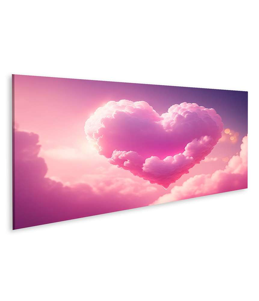 Islandburner Bild auf Leinwand Rosa Wolke in Form eines Valentinstagsherzes auf dem Wandbild