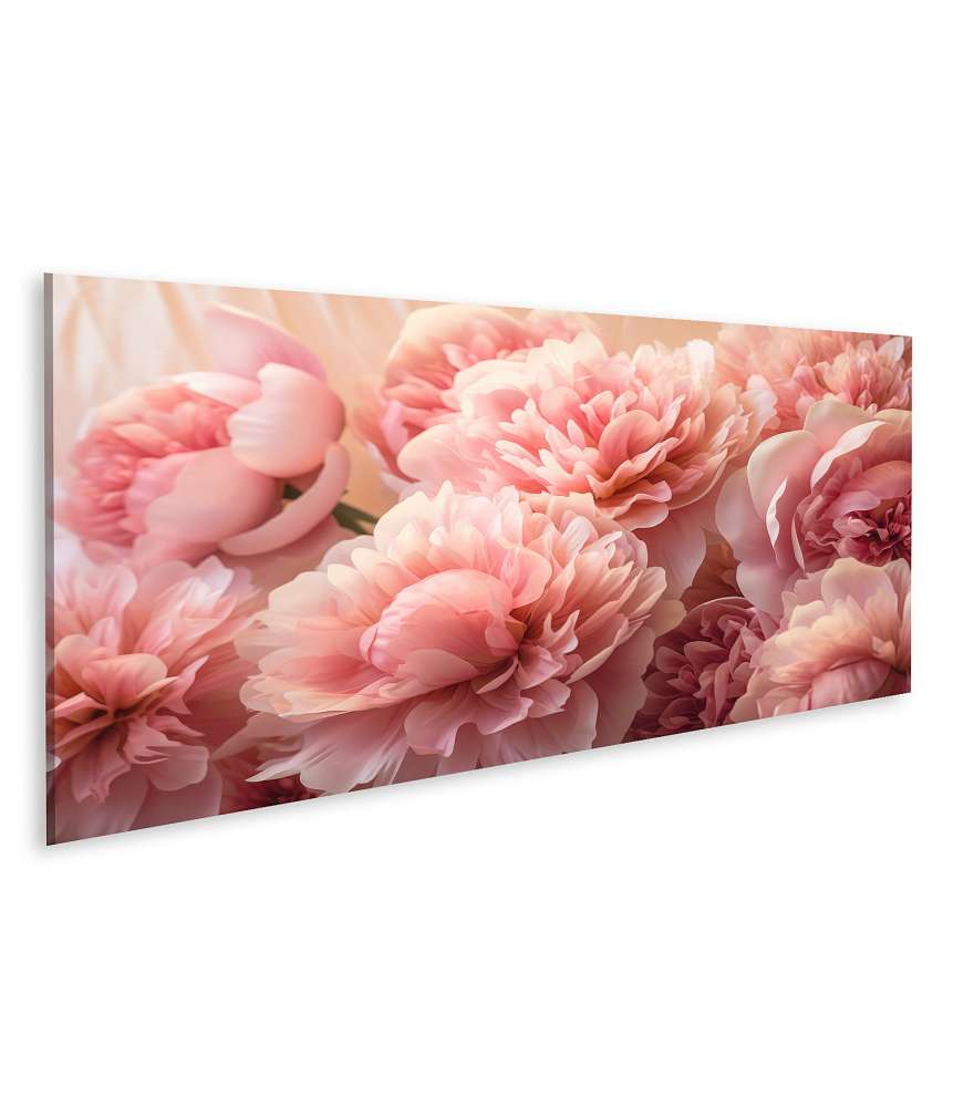 Islandburner Bild auf Leinwand Prachtvolles Wandbild mit einem Strauß rosa Pfingstrosen