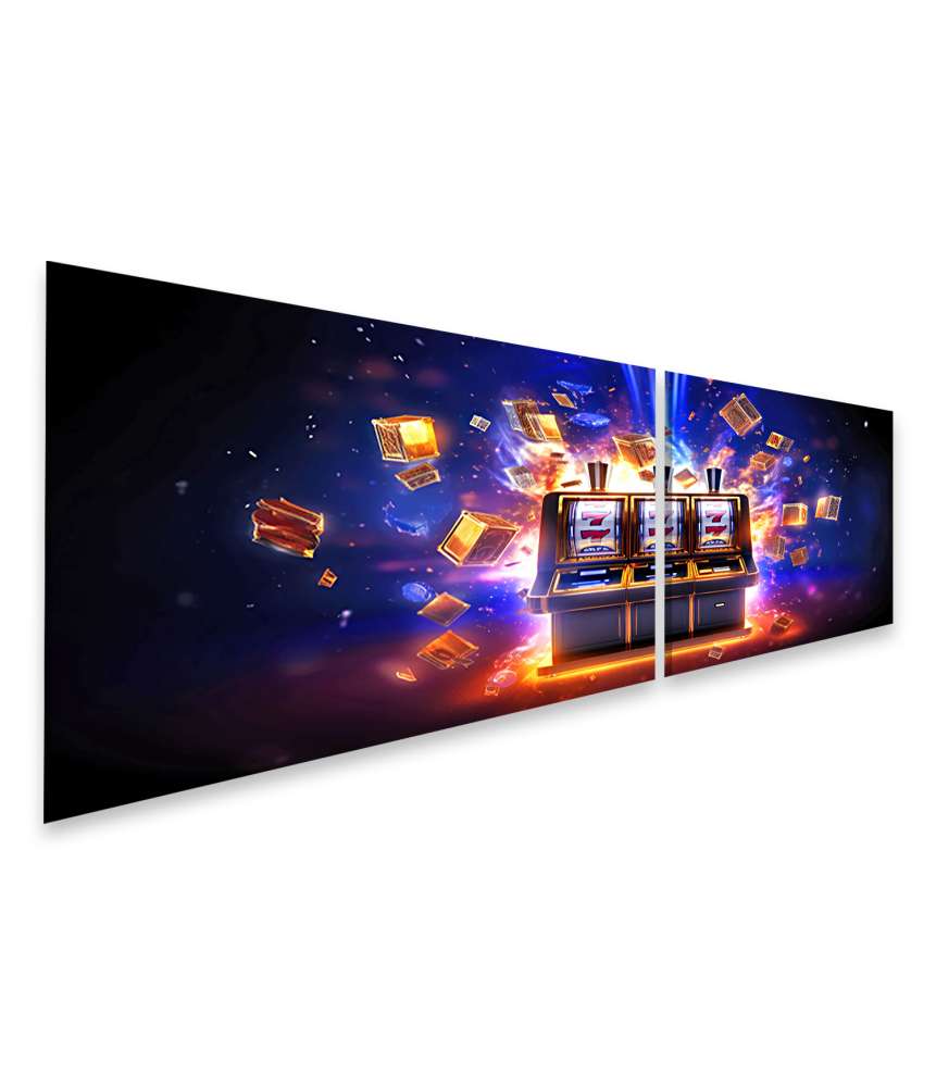 Islandburner Bild auf Leinwand Online-Casino-Banner: Großformatiger Spielautomat-Jackpot-Gewinn