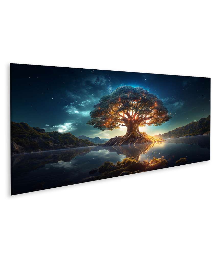 Islandburner Bild auf Leinwand Leuchtender Yggdrasil, farbenfroher Heiliger Weltbaum der nordischen Mythologie