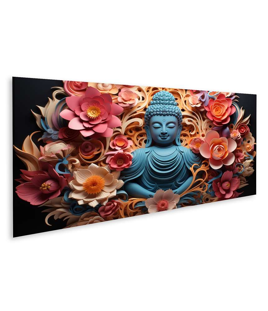 Islandburner Bild auf Leinwand Vibrantes Wandbild eines Buddha aus buntem Papierschnitt-Kunstwerk