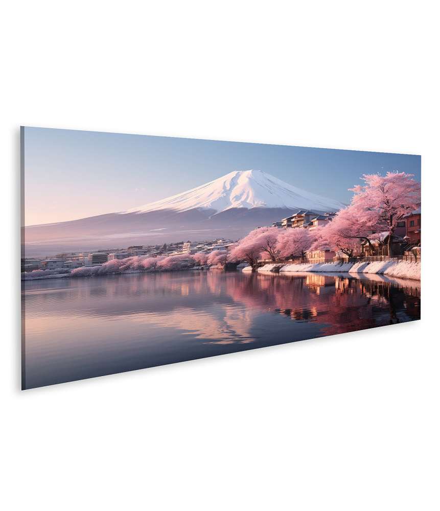 Islandburner Bild auf Leinwand Prachtvolle Darstellung des Fuji Bergs mit Kirschblüten im japanischen Frühling