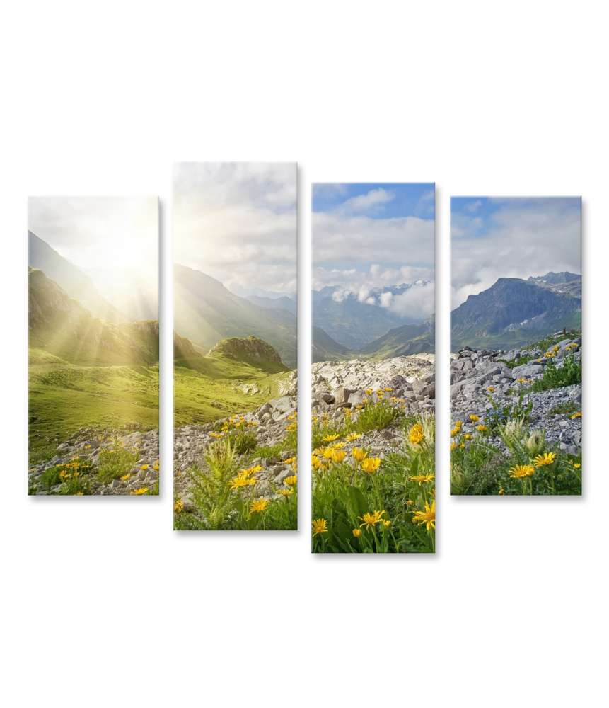 Islandburner Bild auf Leinwand Wandbild einer malerischen Gebirgslandschaft in Vorarlberg, Österreich