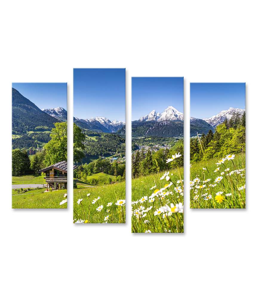 Islandburner Bild auf Leinwand Atemberaubendes Wandbild der malerischen Watzmann-Massiv in Berchtesgaden