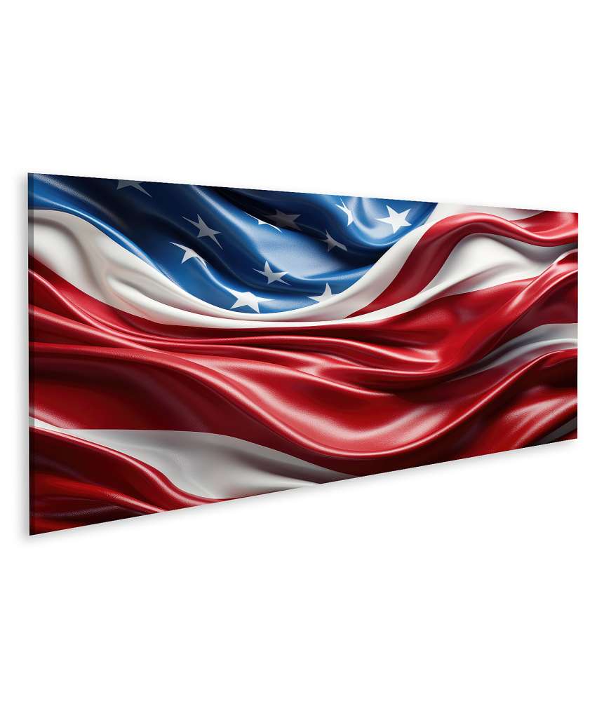 Islandburner Bild auf Leinwand Feierliches Wandbild der amerikanischen Flagge mit Sternen und USA-Staaten