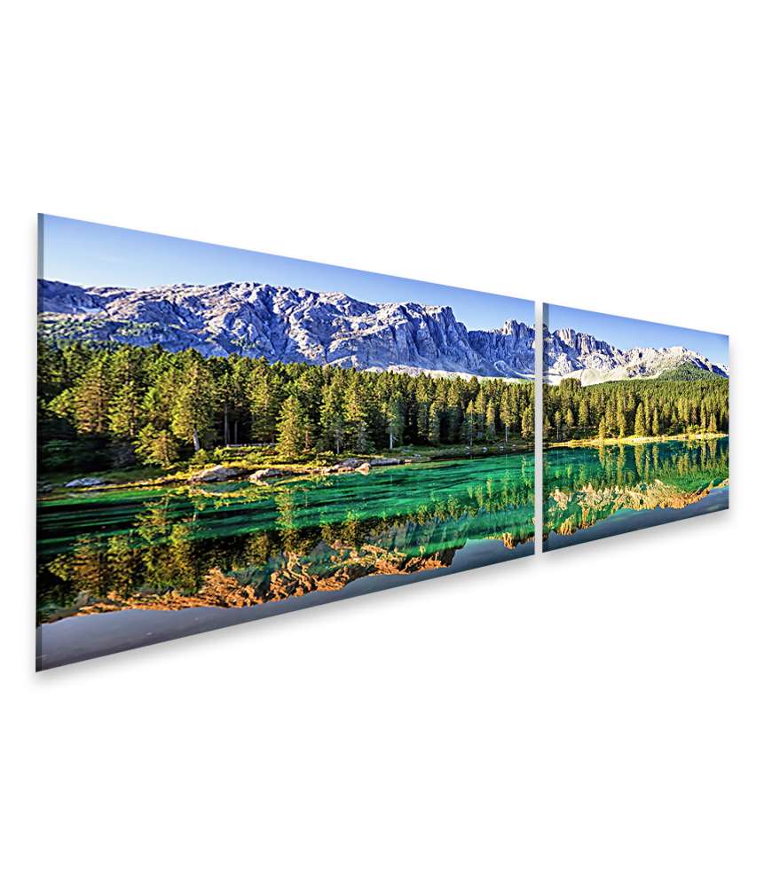 Islandburner Bild auf Leinwand Beeindruckendes Wandbild des Karersees in den italienischen Dolomiten