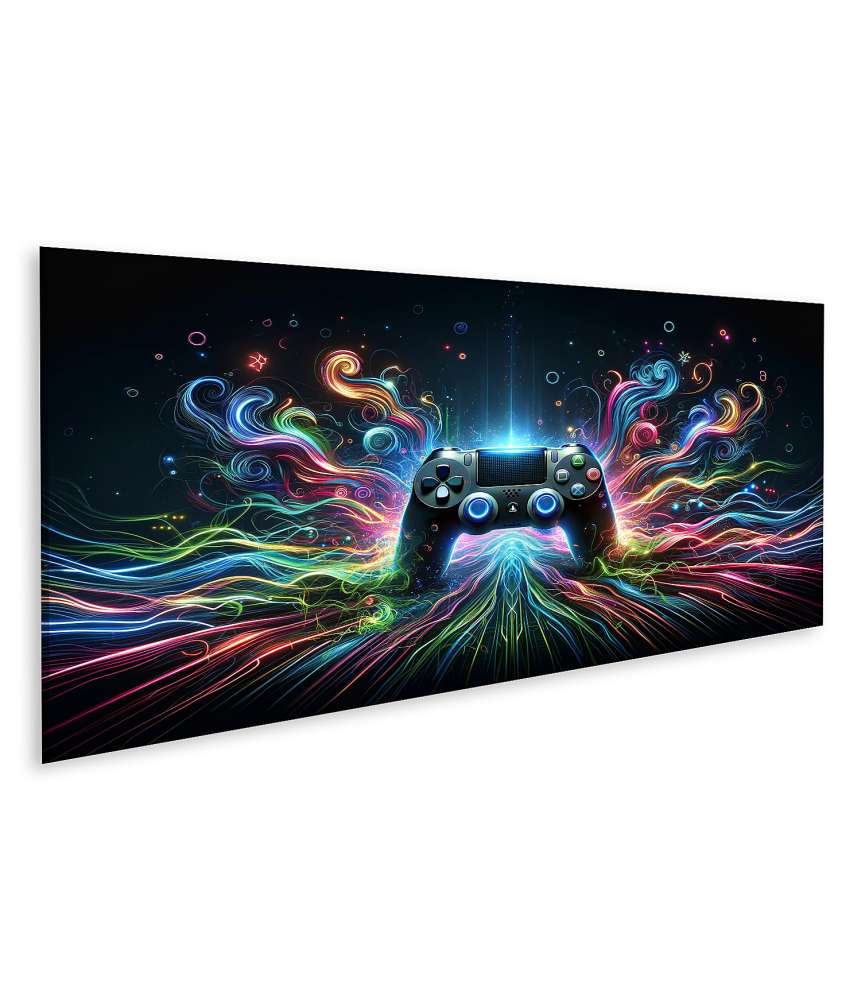 Islandburner Bild auf Leinwand Leuchtender Gaming-Controller als zentrales Motiv des Wandbildes