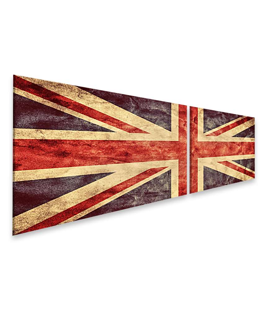 Islandburner Bild auf Leinwand Union Jack: Vintage Retro-Stil Wandbild mit Grunge-Effekt