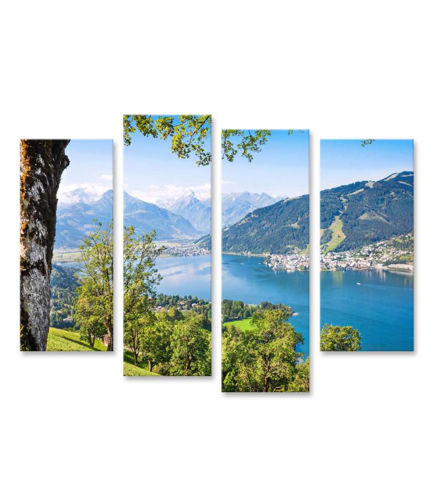 Islandburner Bild auf Leinwand Atemberaubendes Wandbild: Alpenlandschaft & Bergsee in Zell am See, Österreich