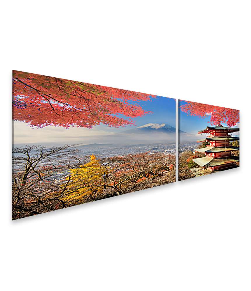 Islandburner Bild auf Leinwand Mt Fuji umgeben von leuchtenden Herbstfarben in Japan