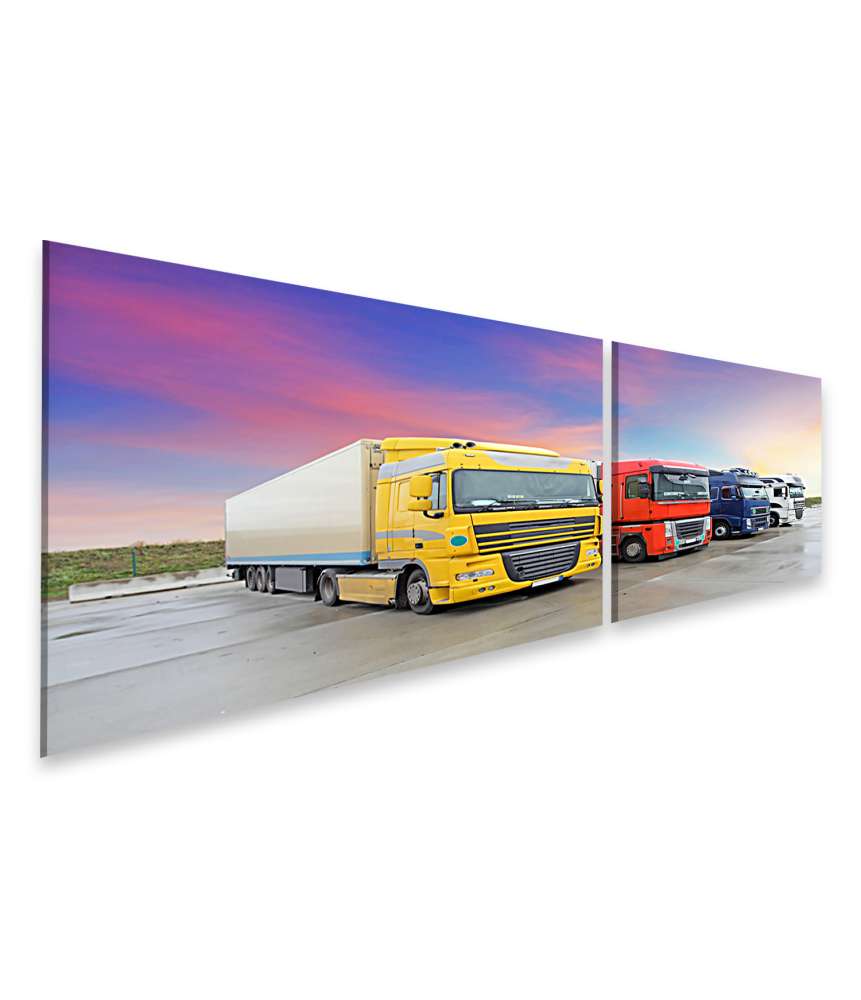 Islandburner Bild auf Leinwand Dynamisches Wandbild eines LKW-Transports in Aktion