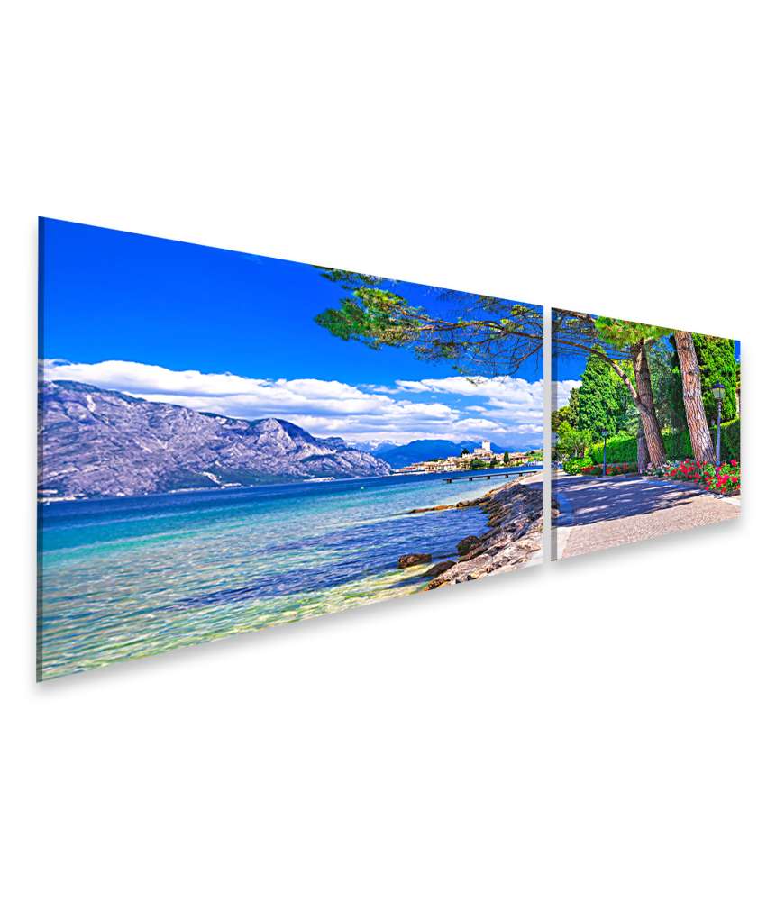 Islandburner Bild auf Leinwand Malcesine am Lago di Garda: Italienische Landschaft als Wandbild