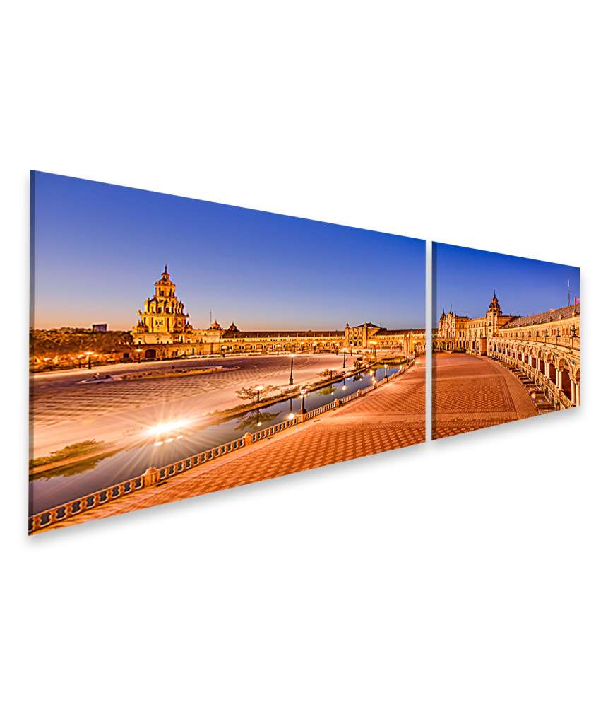 Islandburner Bild auf Leinwand Spanisches Wandbild am Plaza De Espana in Sevilla, Spanien