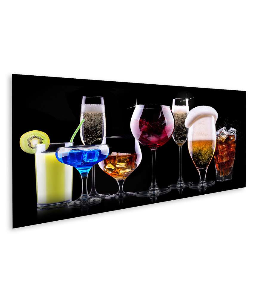 Islandburner Bild auf Leinwand Sammlung verschiedener alkoholischer Getränke: Bier, Wein, Cocktail, Saft, Champagner