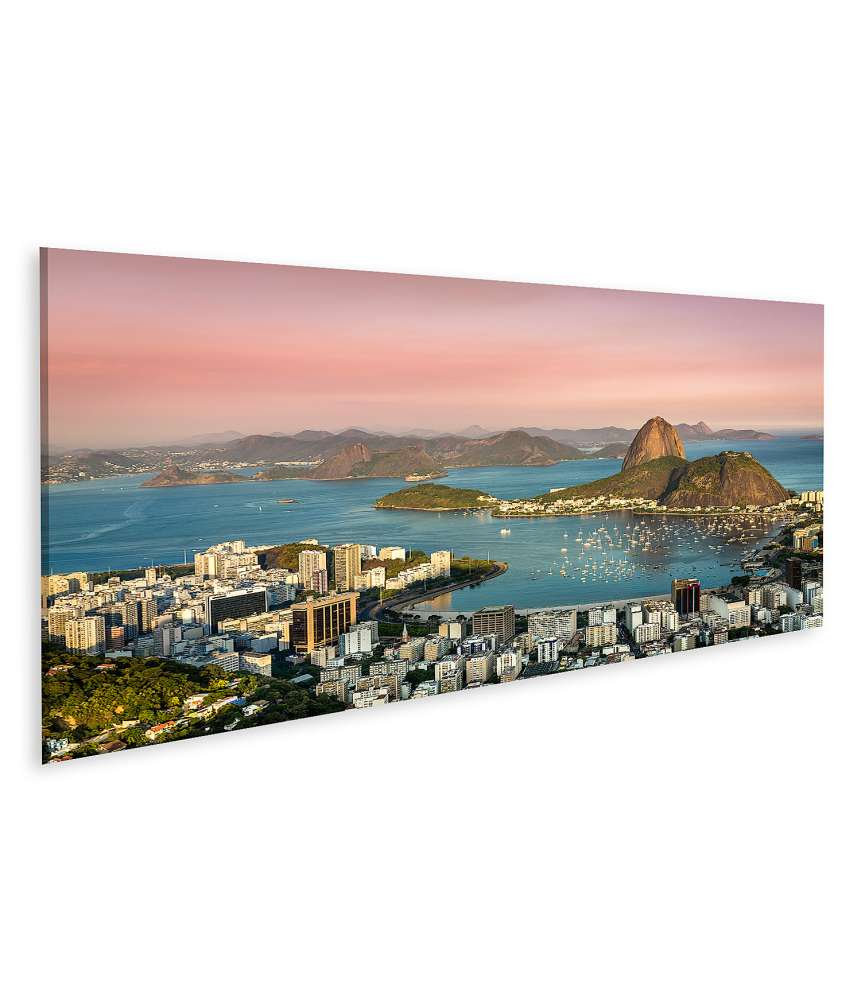 Islandburner Bild auf Leinwand Sonnenuntergangsbild über der Botafogo-Bucht in Rio de Janeiro, Brasilien