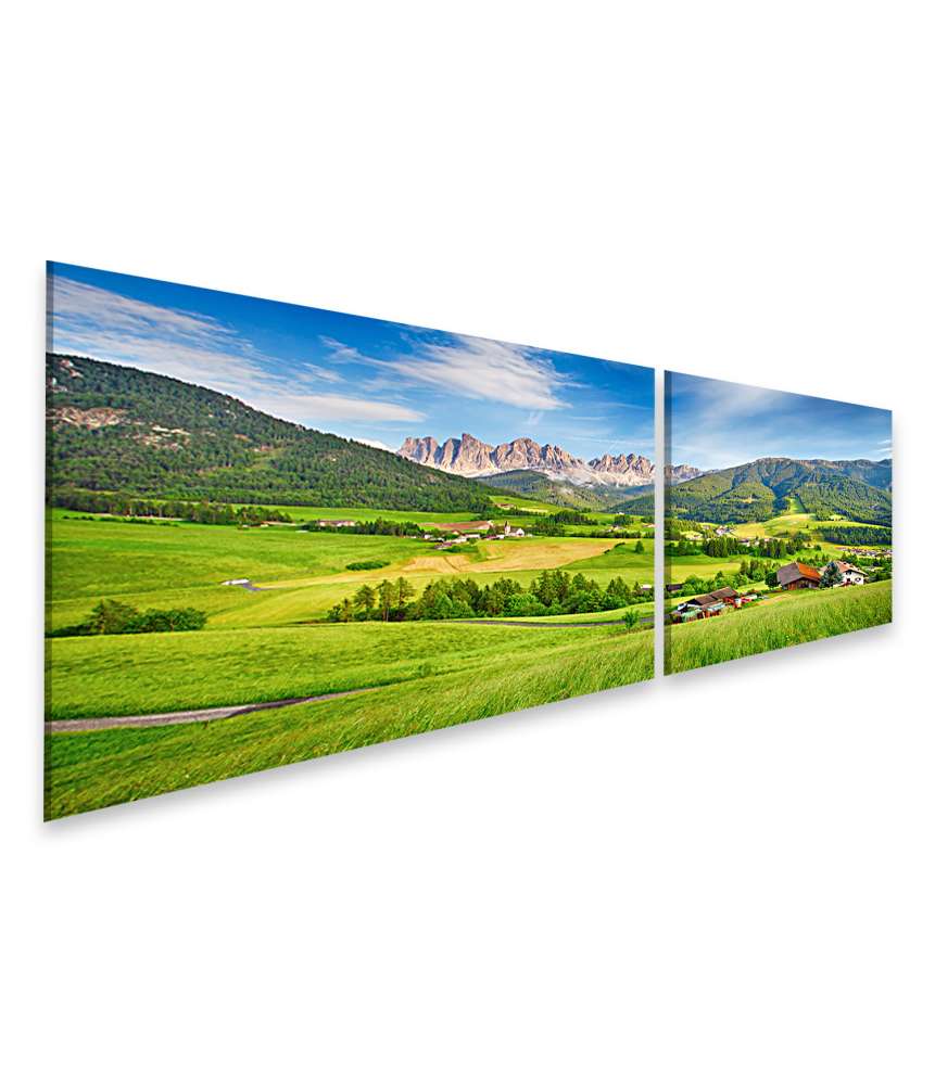 Islandburner Bild auf Leinwand Malerisches Wandbild der Dolomiten Alpen im Val Di Funes