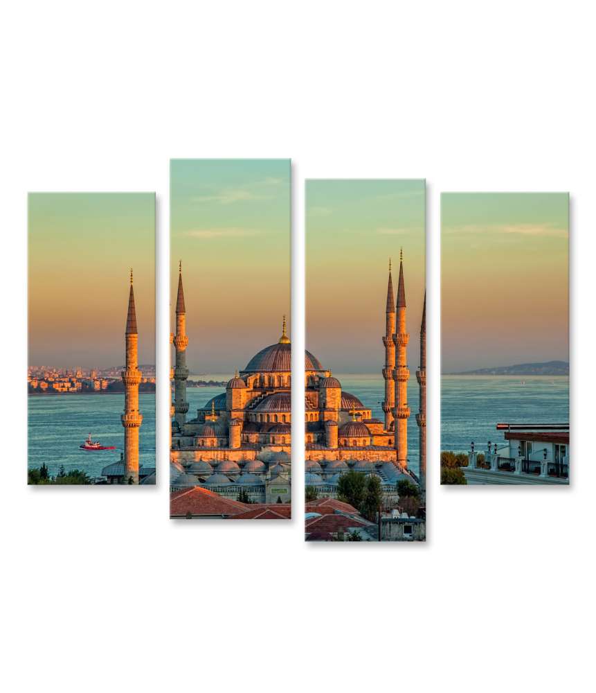 Islandburner Bild auf Leinwand Glorreiches Wandbild der Blauen Moschee in Istanbul von Sultan Ahmed