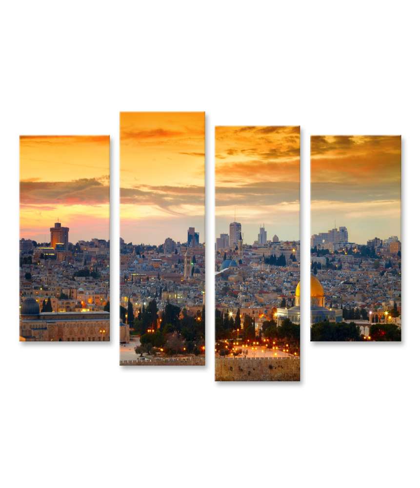 Islandburner Bild auf Leinwand Panoramisches Wandbild der historischen Altstadt Jerusalems, Israel