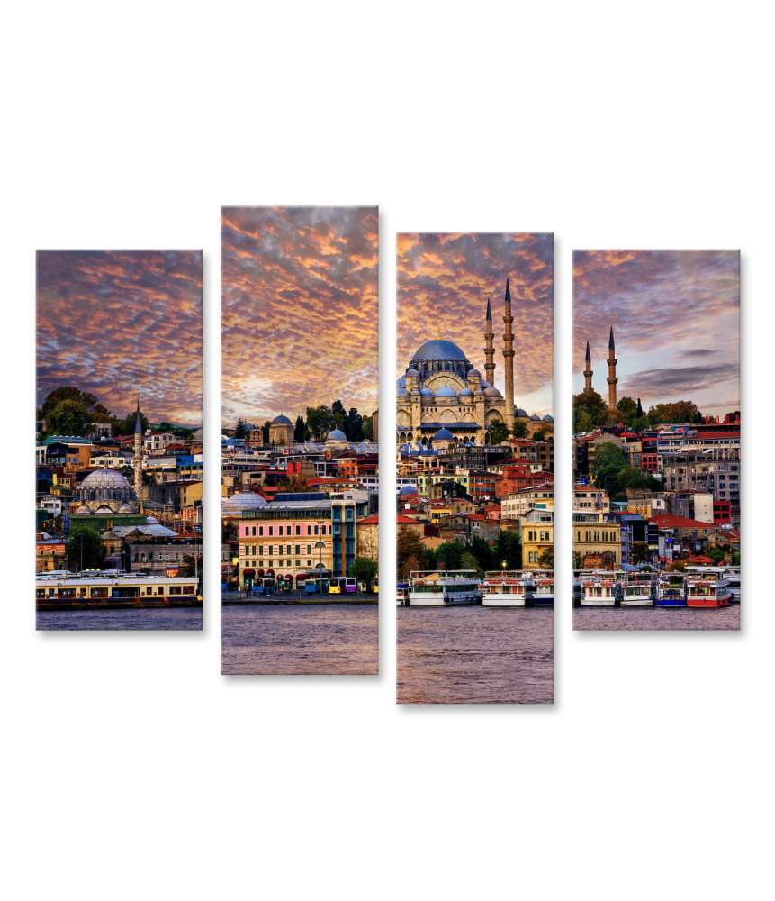 Islandburner Bild auf Leinwand Blick auf das Goldene Horn und die Altstadt von Istanbul, Türkei