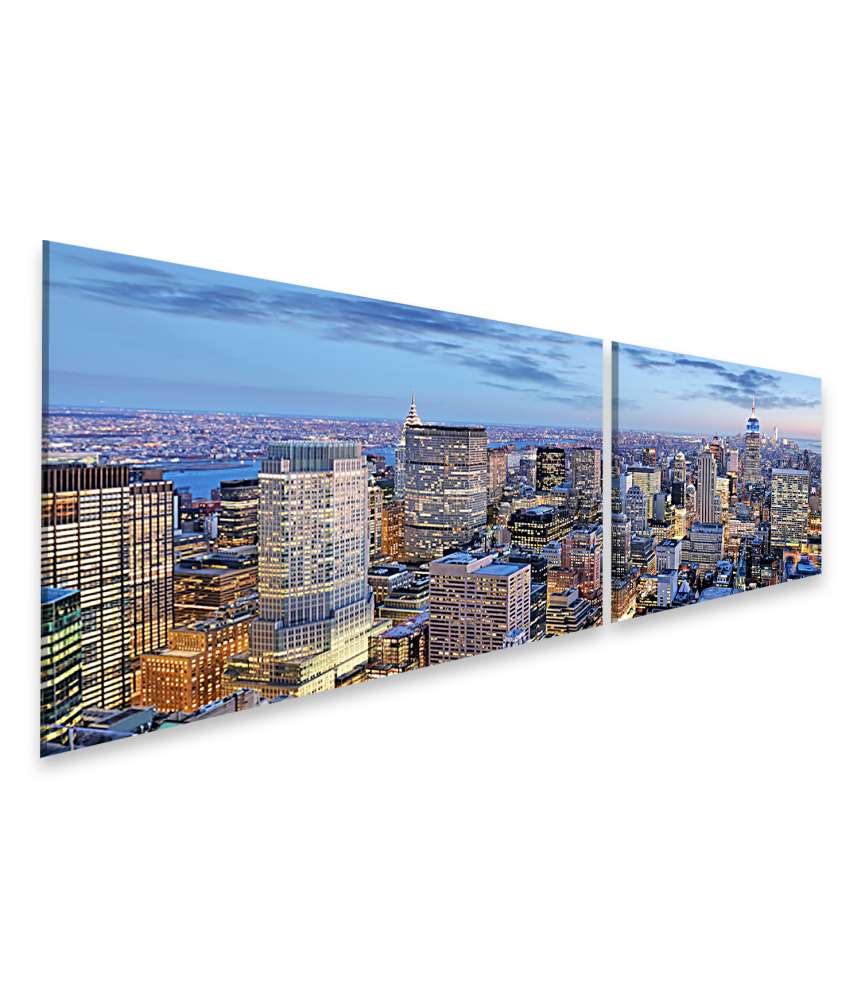 Islandburner Bild auf Leinwand Manhattan Skyline bei Nacht, New York City, USA Wandbild