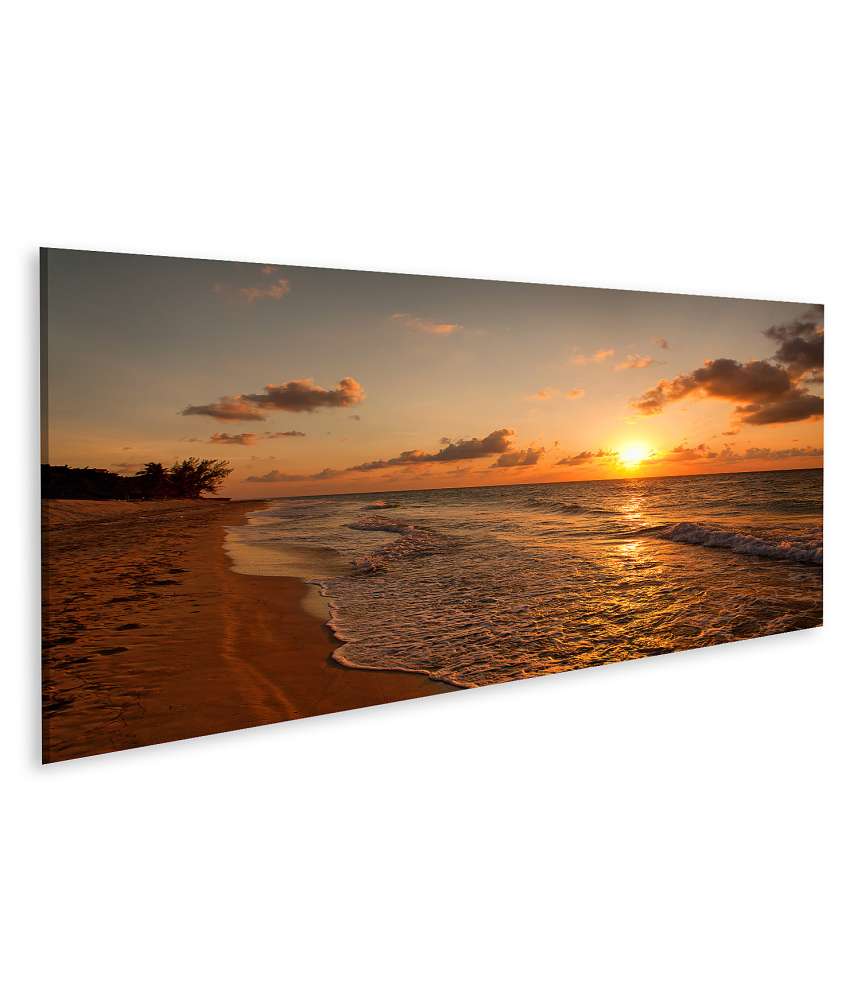 Islandburner Bild auf Leinwand Sonnenuntergang am Strand von Varadero, Kuba - Wandbild