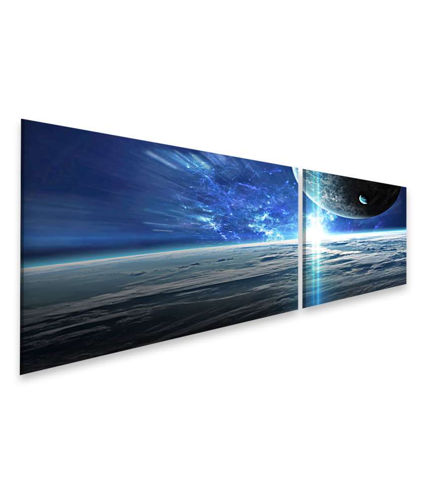 Islandburner Bild auf Leinwand Galaktisches Wandbild mit Planeten, Sternen und Universumsszene