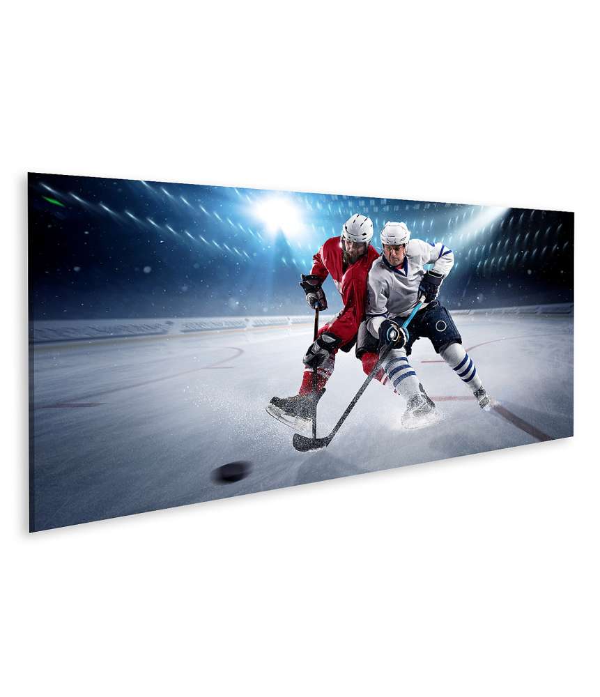 Islandburner Bild auf Leinwand Eishockeyspieler in Aktion beim Schuss auf den Puck