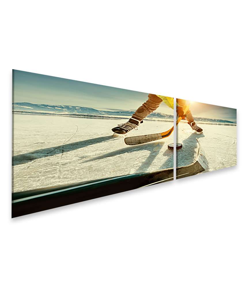 Islandburner Bild auf Leinwand Dynamisches Wandbild eines intensiven Eishockeyspiels