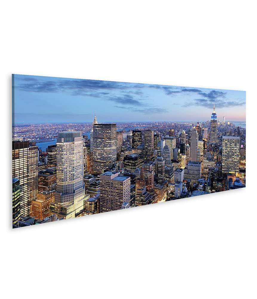 Islandburner Bild auf Leinwand Manhattan Skyline bei Nacht, New York City, USA Wandbild