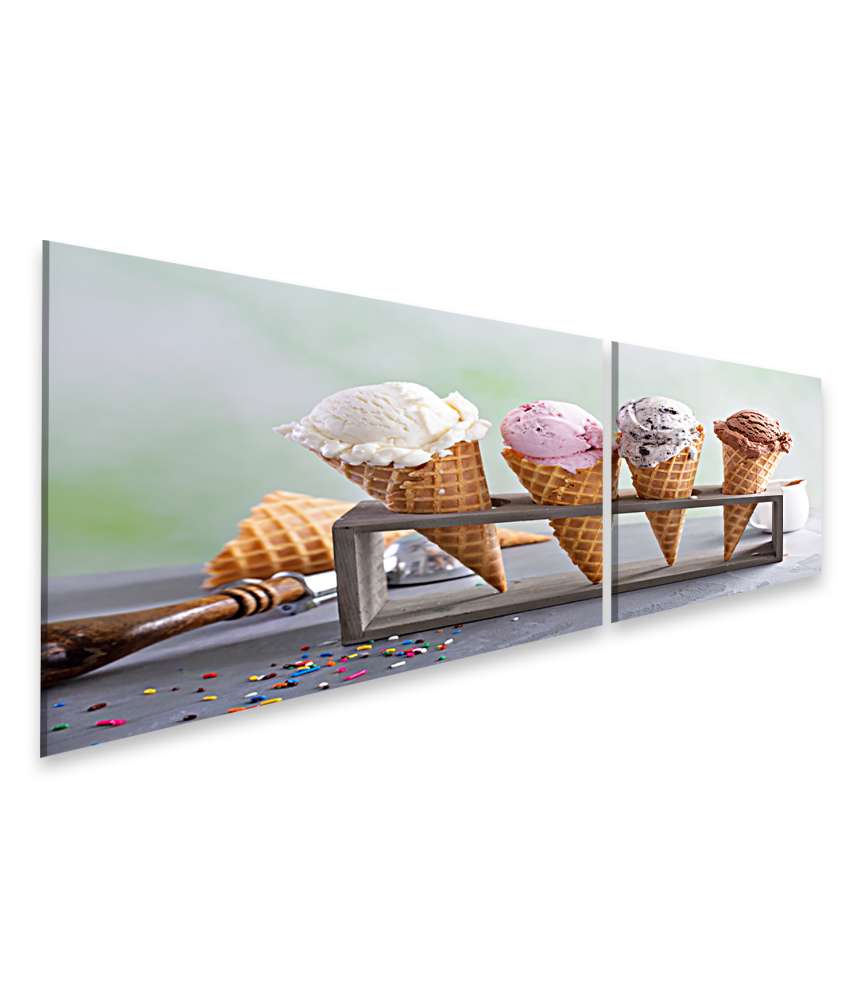 Islandburner Bild auf Leinwand Farbenfrohes Wandbild voller verschiedener Eiswaffelsorten