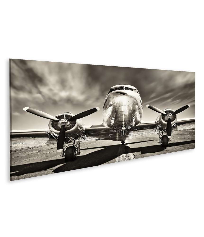 Islandburner Bild auf Leinwand Retro-Stil Wandbild mit Flugzeugmotiv