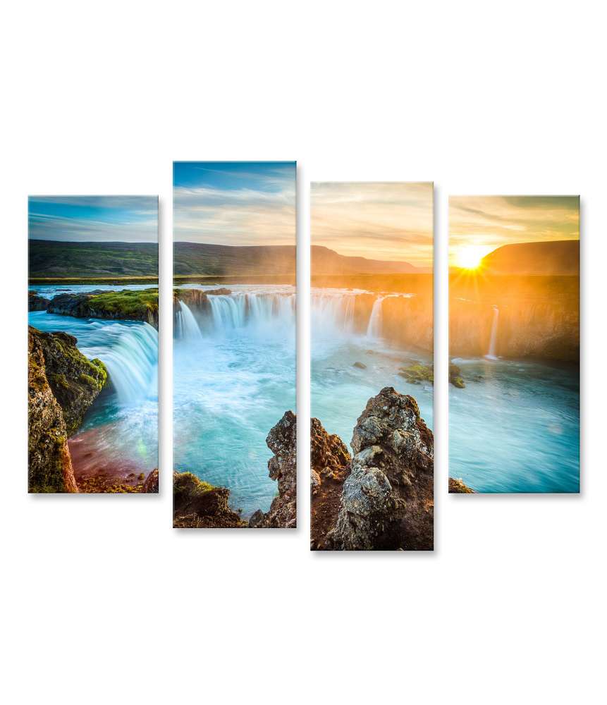 Islandburner Bild auf Leinwand Stunning Wandbild des majestätischen Godafoss Wasserfalls in Island