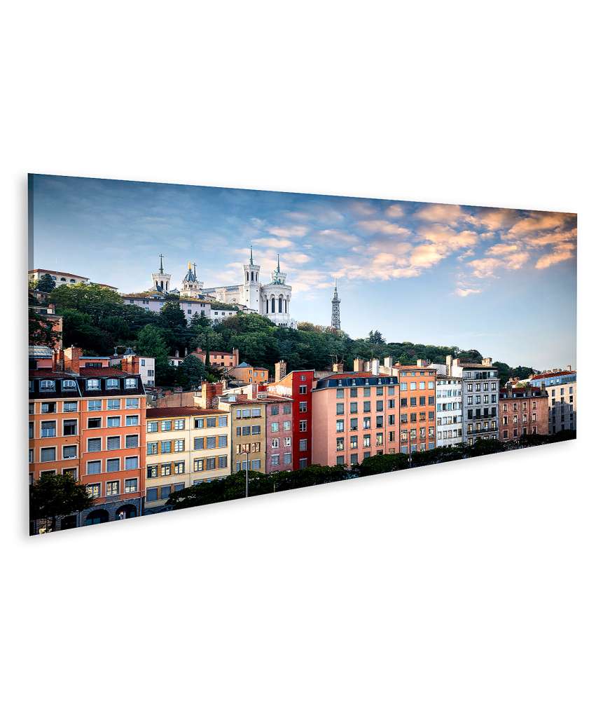 Islandburner Bild auf Leinwand Blick auf Notredame de Fourviere Basilika und Saone Fluss, Lyon, Frankreich