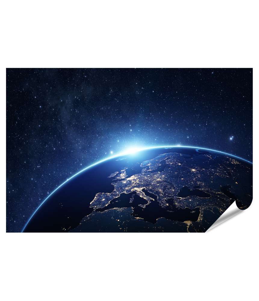 XXL Premium Poster Nachtansicht der Erde aus dem Weltraum - NASA Wandbild für Kinderzimmer