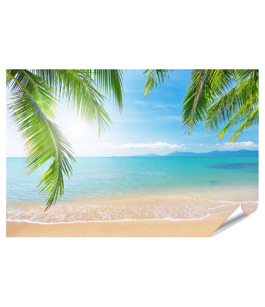 Islandburner XXL Premium Poster Urlaubsfeeling mit Palmen und tropischem Strand Wandbild