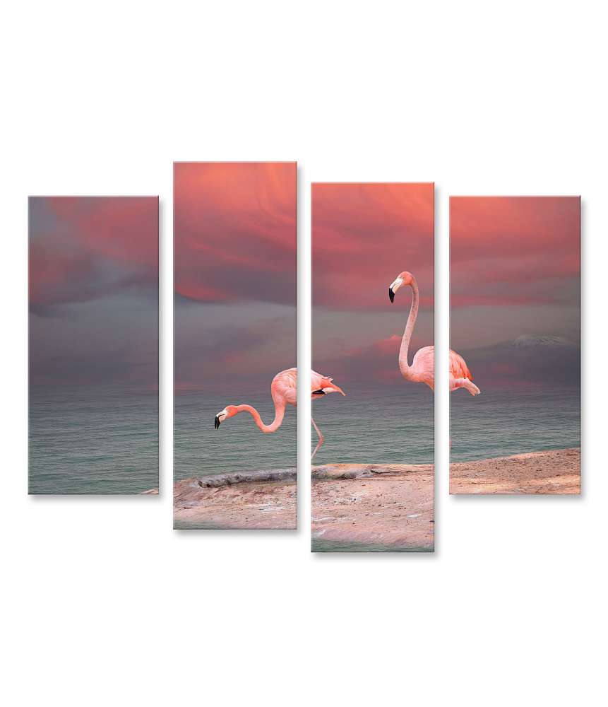 Islandburner Bild auf Leinwand Rosa Flamingo am idyllischen Strand Floridas