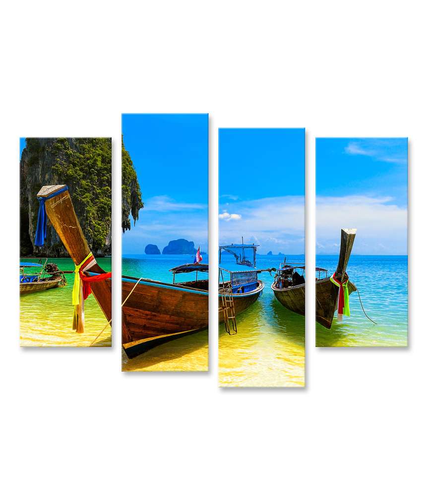 Islandburner Bild auf Leinwand Sommerliche Strandlandschaft in Thailand mit blauem Wasser und Himmel