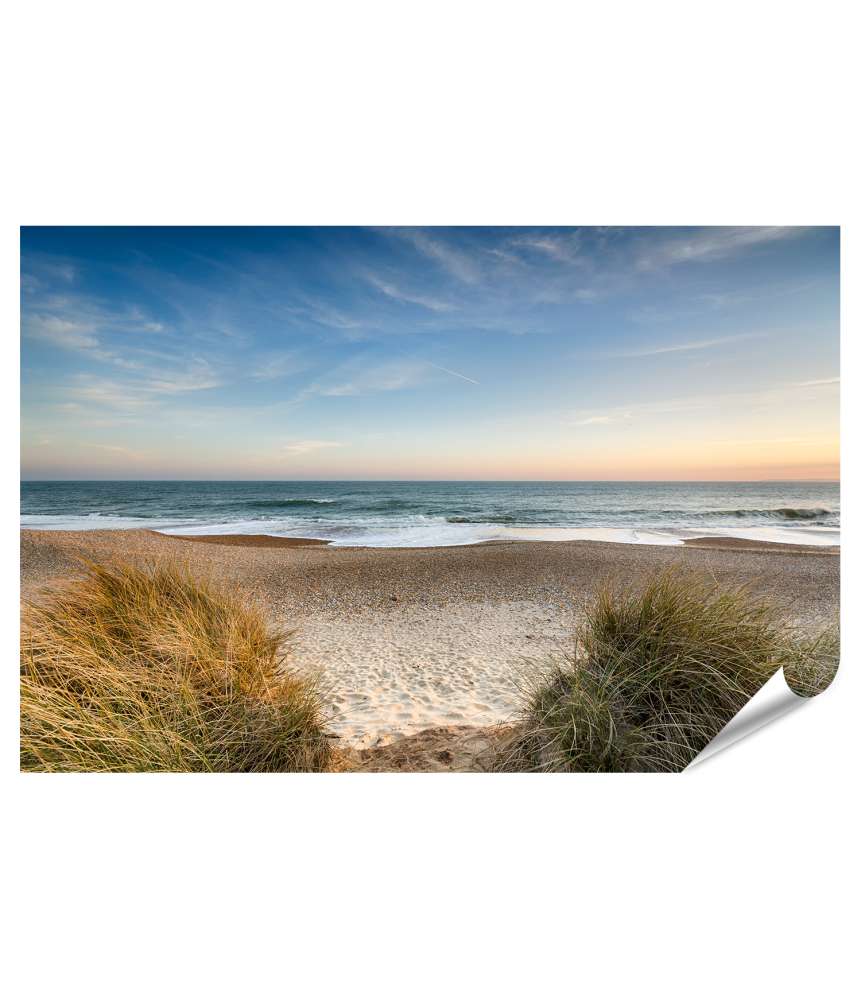 Islandburner XXL Premium Poster Stimmungsvolles Wandbild 'Weg zum Meer' - Strand nahe Christchurch