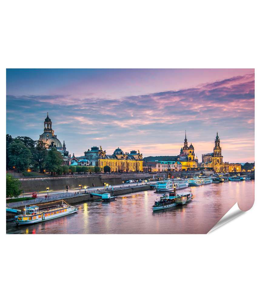 Islandburner XXL Premium Poster Panoramisches Wandbild von Dresden, Deutschland, überblickend die Elbe