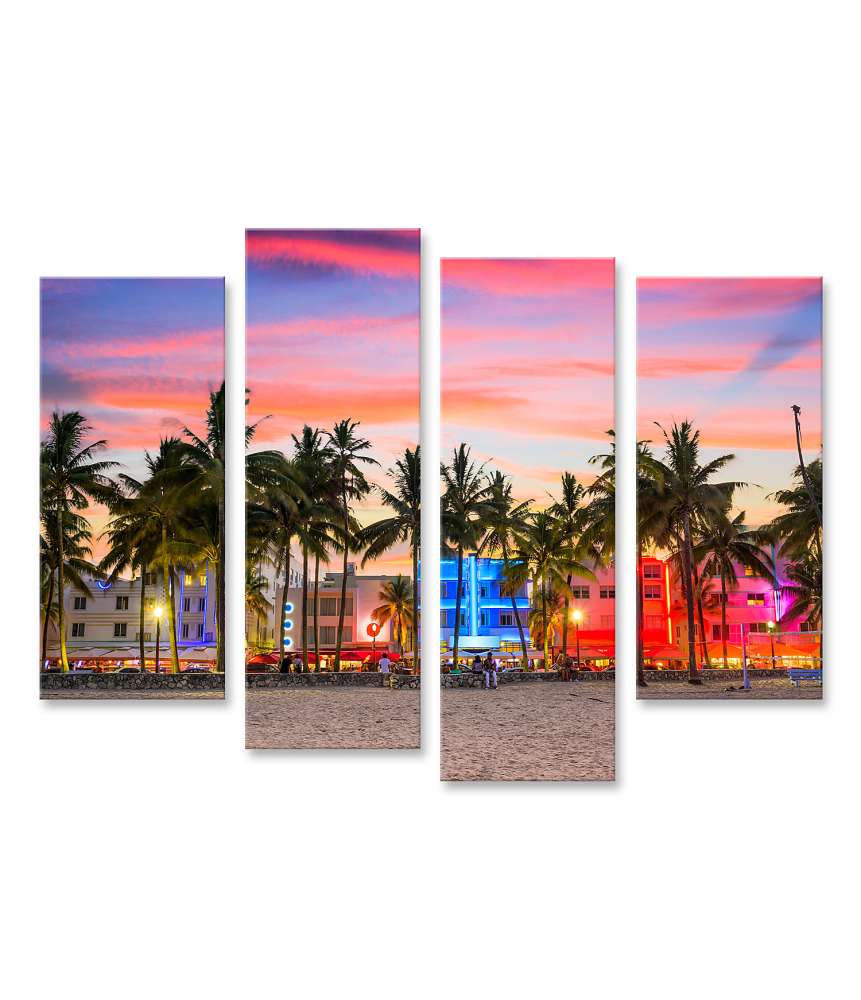 Islandburner Bild auf Leinwand Buntes Wandbild von Miami Beach, Florida