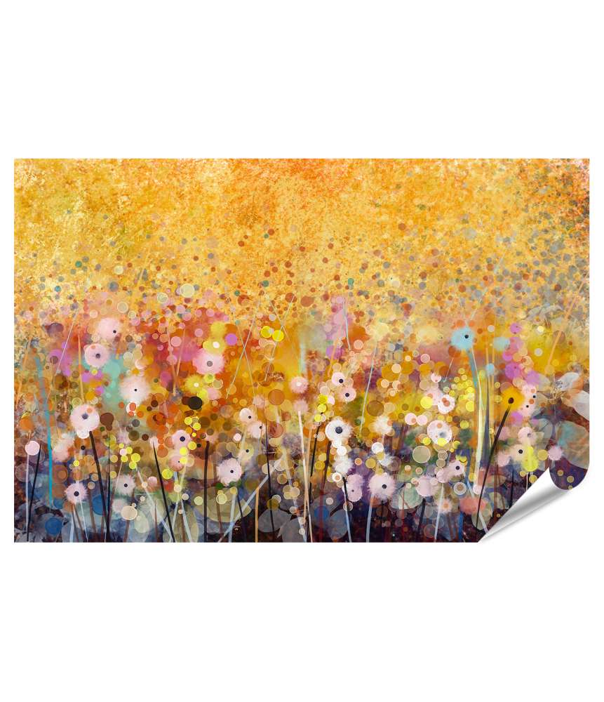 Islandburner XXL Premium Poster Aquarellmalerei von strahlenden roten Mohnblumen