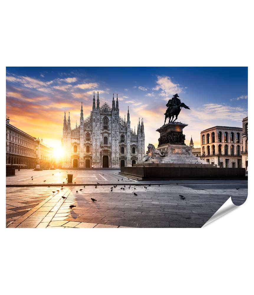 Islandburner XXL Premium Poster Sonnenaufgang über dem berühmten Duomo in Mailand, Europa - 'Milano Spirit'