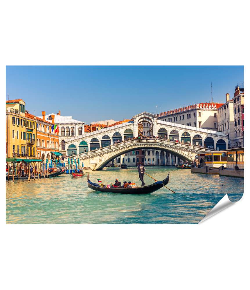 Islandburner XXL Premium Poster Gondel nahe Rialto-Brücke in Venedig, Italien