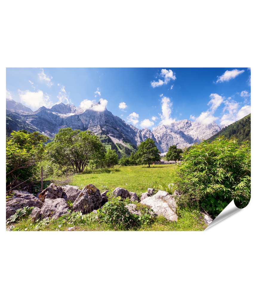 Islandburner XXL Premium Poster Panoramisches Wandbild des Karwendelgebirges in den Europäischen Alpen, Österreich