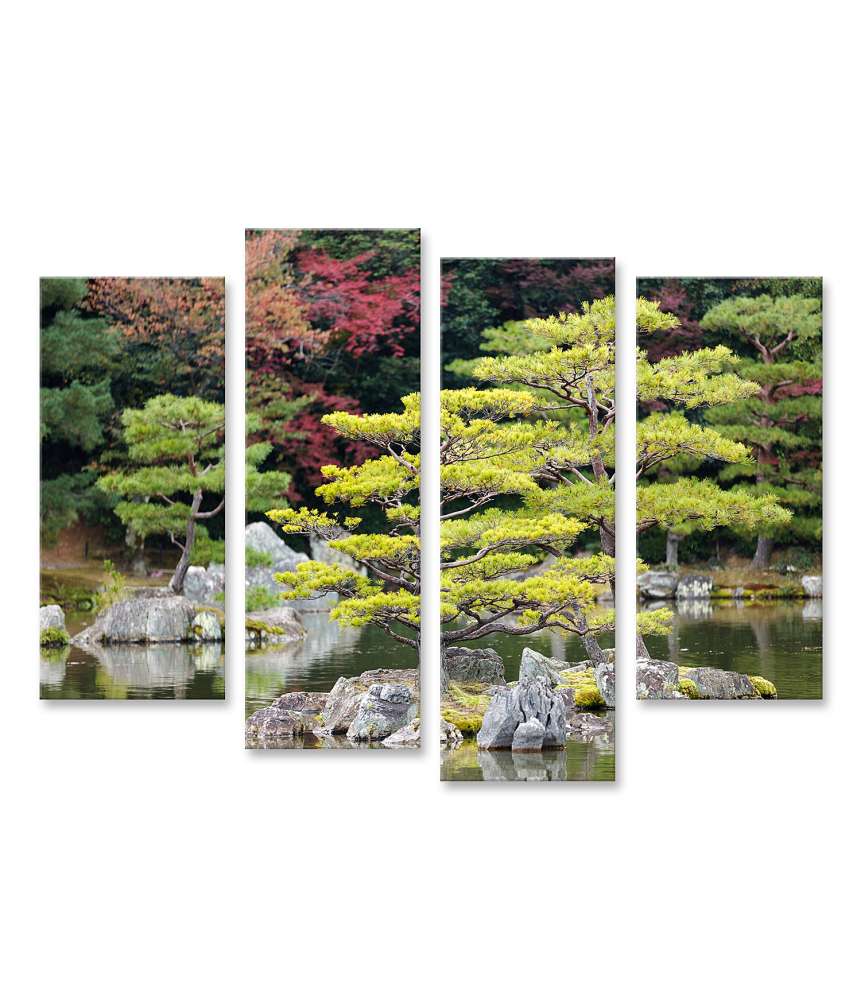 Islandburner Bild auf Leinwand Zen-Garten im Kinkakuji-Tempelpark, Kyoto, Japan