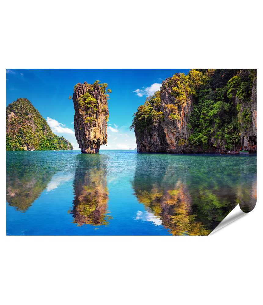 Islandburner XXL Premium Poster Atemberaubendes Wandbild des Meeres und der Berge, James-Bond-Insel, Thailand