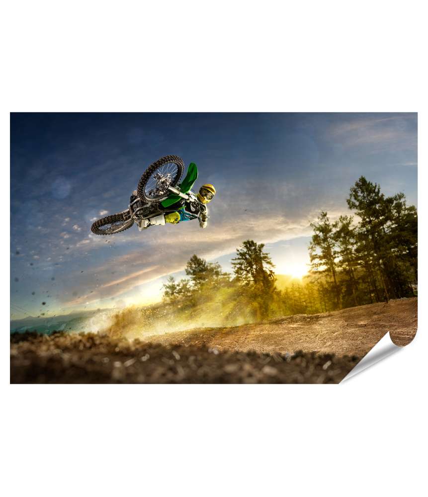 Islandburner XXL Premium Poster Dirt Bike Motocross-Fahrer in Aktion: Wandbild fürs Kinderzimmer