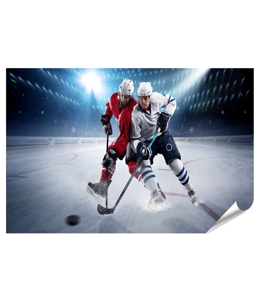 Islandburner XXL Premium Poster Eishockeyspieler in Aktion mit Puck auf Wandbild