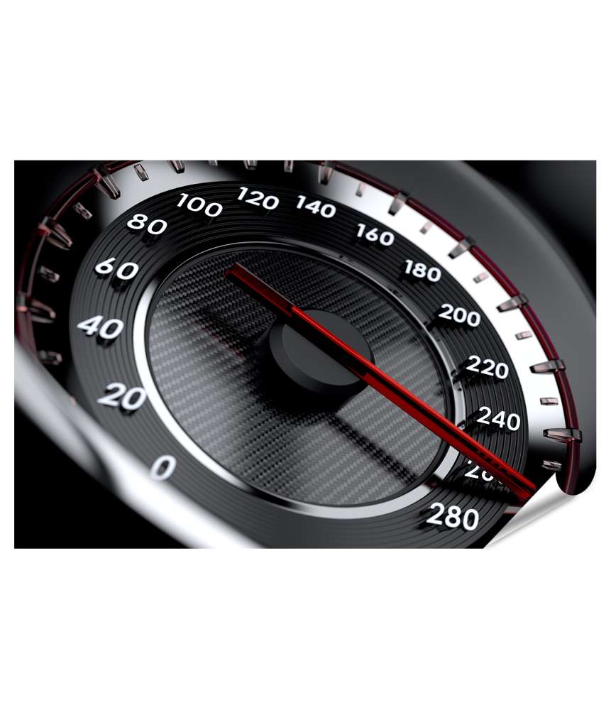 Islandburner XXL Premium Poster Sportwagen-Tachometer Wandbild in Hochgeschwindigkeits-Design